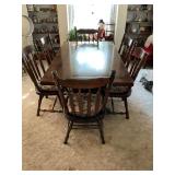 Wooden Dining Table with Matching Spindle Back Chairs