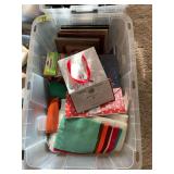 Storage Bin Containing Assorted Craft Supplies Frames and Hardware