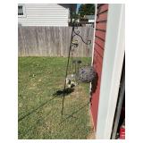 Metal Shepherd Hook Stand with Hanging Garden Decor and Wind Chime