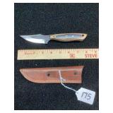 Custom Hand Forged Fixed Blade Knife with Wood Handle and Leather Sheath