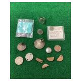 Assorted Group of Altered, Damaged, and Cut Coins and Jewelry