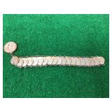 Mexican Coin Link Bracelet Featuring Five Centavos and Guadalajara Issues