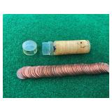 Roll of United States Lincoln Cents with Plastic Storage Tube