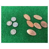 Assorted US Steel Cents and Elongated Souvenir Pressed Pennies