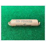 Bank One 50 Cent Pennies Roll - Shield Cents