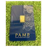 PAMP Suisse 1g Fine Gold 999.9 Bullion Bar with Assay Card