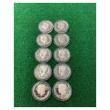 US Kennedy Half Dollar Coin Lot - Proof Issues 1978 to 2016 (10 Pieces)