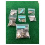 Assorted World Coins in Baggies