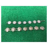 Lot of Two Coin Bracelets Crafted from Cut and Punched Coins