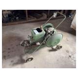 Green Stationary Hit and Miss Engine on Wheeled Cart