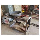 Rolling Metal Utility Cart with Assorted Hand Tools and Metal Basin