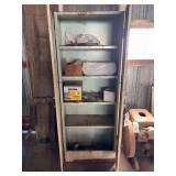 Metal Storage Cabinet with Assorted Tractor Parts, Manuals, and Accessories