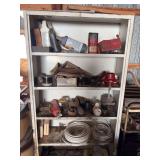 Metal Storage Cabinet with Assorted Automotive Parts, Tools, and Supplies