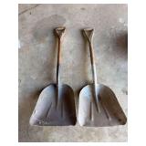 Set of Two Long-Handled Scooping Shovels with Wooden D-Grip Handles