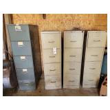 Group of Four Four-Drawer Metal Filing Cabinets