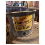 Gambles Farmcrest Metal Calf Feeder Bucket with Original Label
