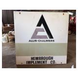 Allis-Chalmers Hembrough Implement Co. Metal Sign with Wooden Frame