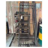 Assorted Shop Equipment Lot Featuring Metal Storage Rack, Bed Spring Frame, and Mechanical Parts