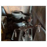 Lot of Farm Equipment Parts, Tires, and Salvage Materials