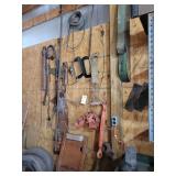 Assorted Shop Tools, Hardware, and Automotive Creeper
