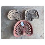 Collection of Three Cast Iron Implement Seats including Hoover & Co., Rock Island Plow Co., and Emerson