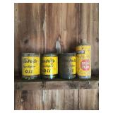 Collection of Cen-Pe-Co Super Refined Oil and Prestone Brake Fluid Cans