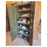 Metal Storage Cabinet with Assorted Tools and Shop Supplies