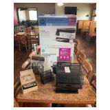 HP OfficeJet Printers, Ink Cartridges, and Mesh Desk Organizers Lot