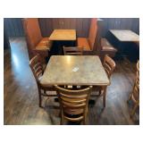 Commercial Restaurant Table with Four Matching Wooden Chairs