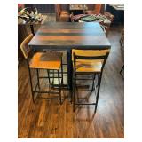 Oak Street Manufacturing Fortress Series Wood Table Top & Oak Street Industrial Series Bar Stools
