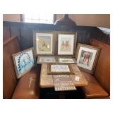 Western Art Prints Collection with Framed Pictures and Metal Sign