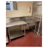 Commercial Stainless Steel Single-Bowl Sink with Prep Table and Undershelf