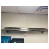 72 Inch x 12 Inch Stainless Steel Wall Mount Shelf with 1 Inch Backsplash