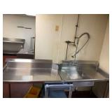 Commercial Stainless Steel Single Basin Sink with Attached Drainboard and Extra Work Table
