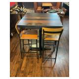 Oak Street Manufacturing Fortress Series Wood Table Top & Oak Street Industrial Series Bar Stools