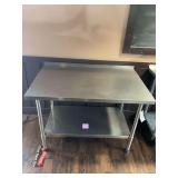 48 Inch x 30 Inch Stainless Steel Prep Table with Undershelf and Backsplash