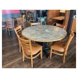 Commercial Round Table and Five Ladder Back Chairs Set