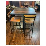 Oak Street Manufacturing Fortress Series Wood Table Top & Oak Street Industrial Series Bar Stools