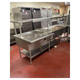 Commercial Stainless Steel Serving Table with Integrated Warming Wells and APW Wyott Controls