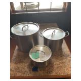 3-Piece Crestware Stainless Steel Induction Stock Pots with Lids