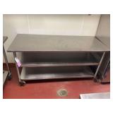 30x72 Stainless Steel Prep Table with Two Undershelves and Casters