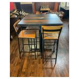 Oak Street Manufacturing Fortress Series Wood Table Top & Oak Street Industrial Series Bar Stools