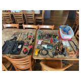 Assorted Hand and Power Tools Lot with Rapala Electric Fillet Knife, Drill, Wrenches, and Accessories