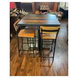 Oak Street Manufacturing Fortress Series Wood Table Top & Oak Street Industrial Series Bar Stools