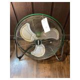 Masterforce Floor Fan with Three-Blade Design and Green Metal Cage