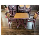 Molded Plastic Patio Dining Set with Square Table and Armchairs