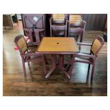 Burgundy Resin Patio Table and Armchairs Set
