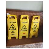 Lot of Three Rubbermaid Yellow Caution Wet Floor Safety Signs