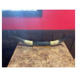 Mounted Longhorns Wall Decor with Leather Wrap