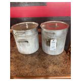 Set of Two Large Commercial Aluminum Stock Pots with Lids and Side Handles